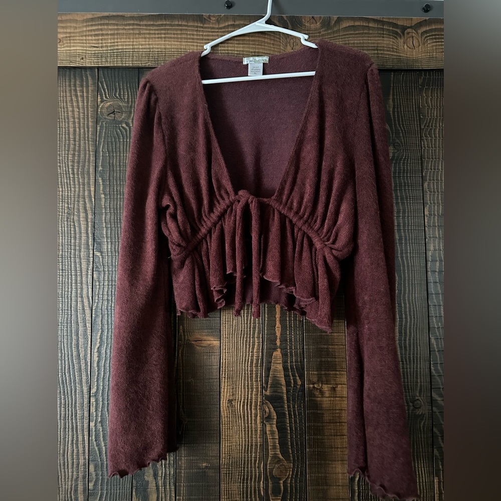 Wild Moss XL tie crop over sweater
